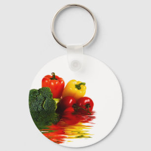 Medley of vegetables over white keychain