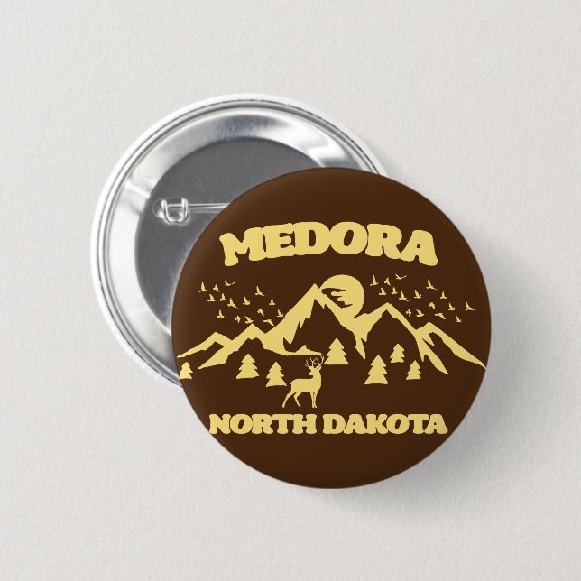 Medora,North Dakota 2 Inch Round Button (Front & Back)