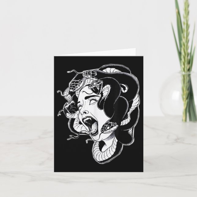 Medusa Blackwork Tattoo Flash  Card (Front)