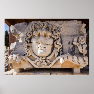 Medusa Carving At Greek Ruins Poster
