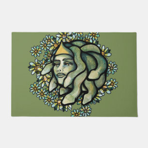 Medusa Floral Artwork Gorgon Woman Doormat