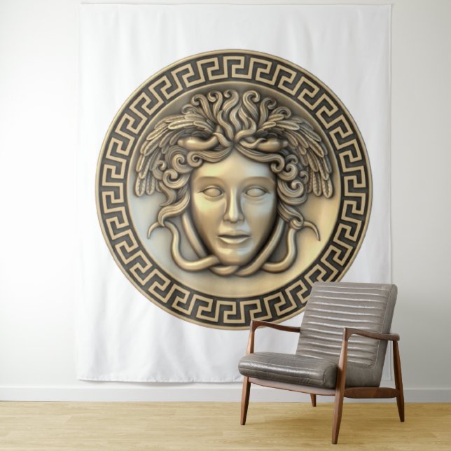Medusa Gold Wall Art Tapestry (In Situ)