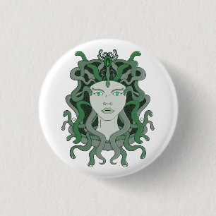 Medusa Gorgo Snake Gorgon Monster Greek Mythology 1 Inch Round Button