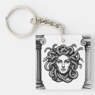 Medusa Gorgon Snake Hair Mythology Art Gift Keychain