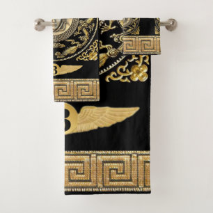 Medusa Greek Key Personalized  Bath Towel Set