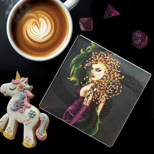 Medusa Greek Mythology Snake Gorgon Glass Coaster