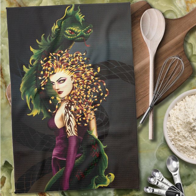 Medusa Greek Mythology Snake Gorgon Kitchen Towel (Creator Uploaded)