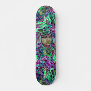 Medusa green and purple girly skate board deck