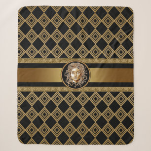 Medusa Head Black & Gold Sherpa Blanket