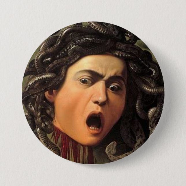 Medusa Head By Caravaggio 3 Inch Round Button (Front)
