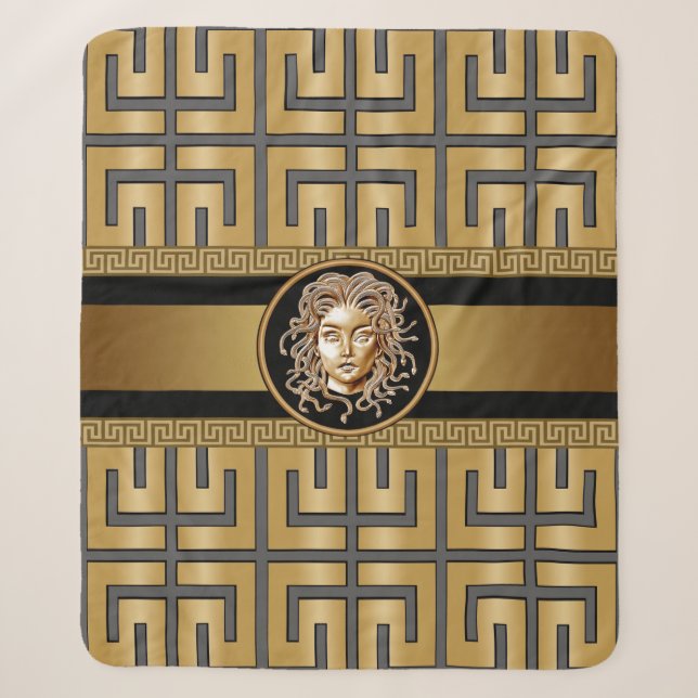 Medusa Head Gold Sherpa Blanket (Front)