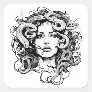 Medusa head square sticker