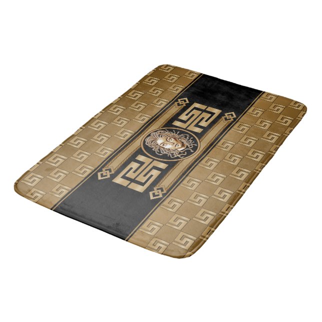 Medusa  Luxury Black & Gold Bath Mat (Angled)