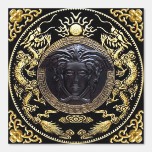 Medusa Noire with Baroque Ornament Designer Wallpaper