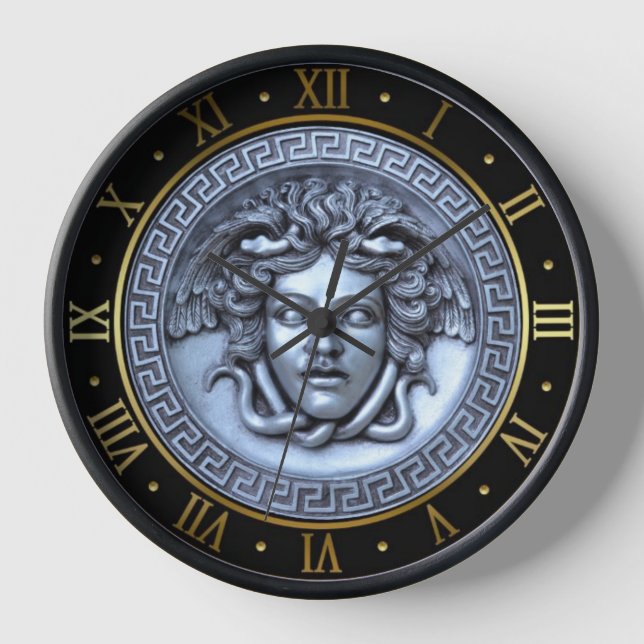Medusa Platinum and Gold Wall Clock (Front)