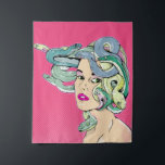 Medusa Pop art Tapestry<br><div class="desc">A pop art style illustration of Medusa who has hair made from eight snakes. A design for people who have an interest in Greek myths and legends. If she looks you in the eye you will turn to stone.</div>
