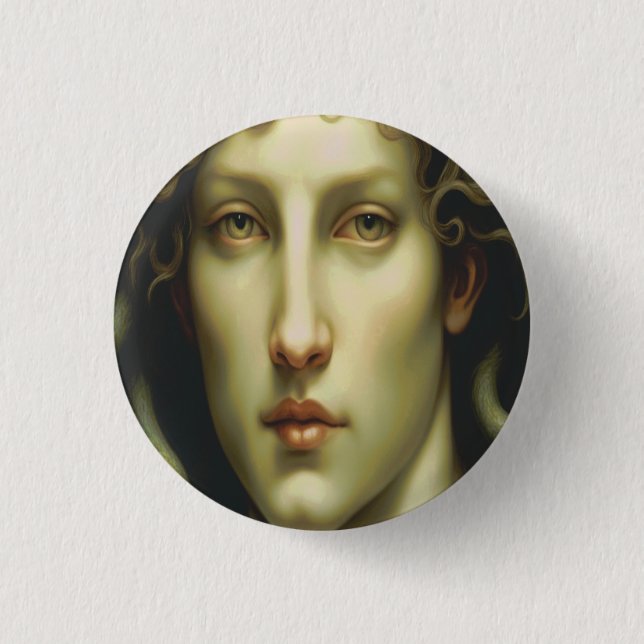 Medusa Renaissance Style 1 Inch Round Button (Front)