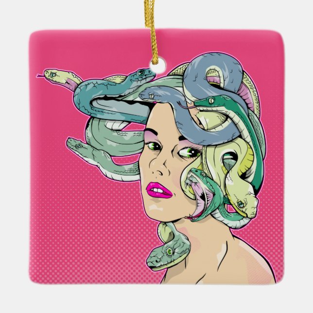 Medusa Snake Hair Ceramic Ornament (Front)