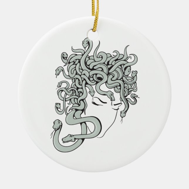 medusa snake lady vector illustration ceramic ornament (Front)