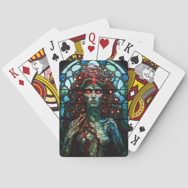 Medusa - Stained Glass Window Tiffany Style Playing Cards (Back)