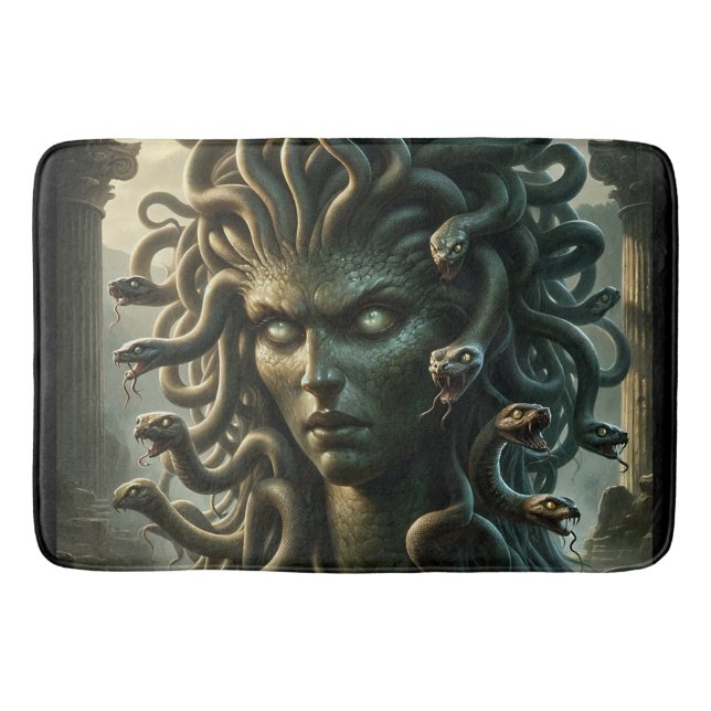 Medusa Stare of Death Head of Snakes Bath Mat (Front)