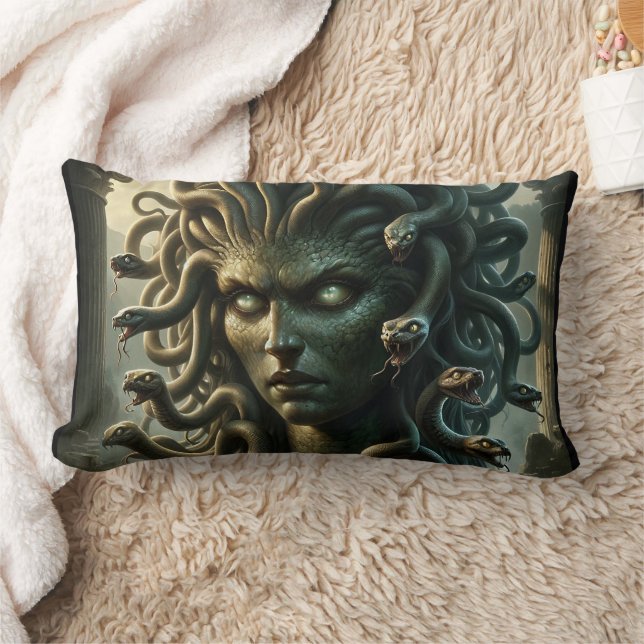 Medusa Stare of Death Head of Snakes Lumbar Pillow (Blanket)