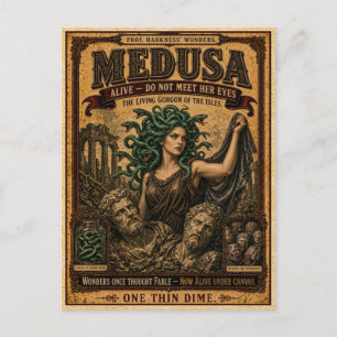 Medusa, Vintage Circus Monster Postcard