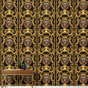 Medusa with  Angels under Baldacchino Designer Wallpaper