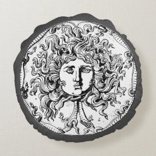 Medusa & Zeus Round Pillow