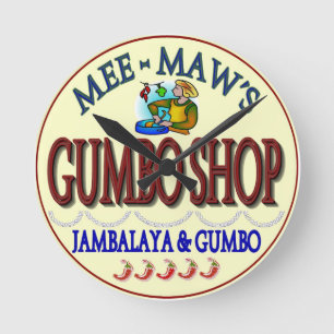 Mee Maw's Gumbo Shop Round Clock