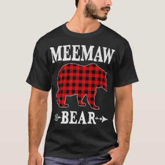 Meemaw Bear Christmas Pajama Red Plaid Buffalo Fam T-Shirt