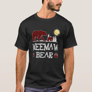 Meemaw Bear Christmas Pajama Red Plaid Buffalo Fam T-Shirt