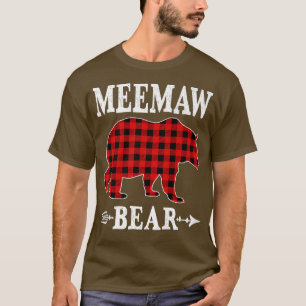 Meemaw Bear Christmas Pajama Red Plaid Buffalo Fam T-Shirt