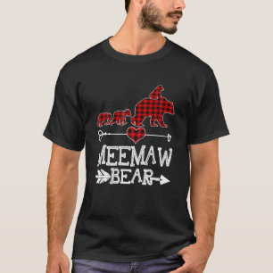 Meemaw Bear Christmas Pajama Red Plaid Buffalo T-Shirt