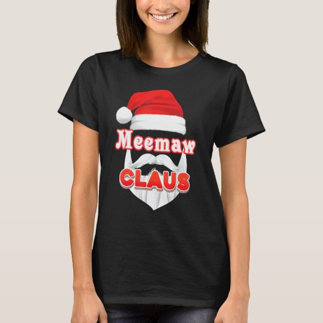 Meemaw Claus Christmas Santa Face Merry Ugly Sweat T-Shirt (Front)