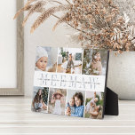 "Meemaw" Grandchildren Names 7 Photo Collage Plaque<br><div class="desc">Create a sweet gift for grandma with this seven photo collage plaque. "MEEMAW" or your grandma's preferred nickname appears in the centre in chic grey lettering,  with your custom message and grandchildren's names overlaid.</div>