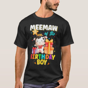 Meemaw Of The Birthday Boy Cow Farm Animals Family T-Shirt