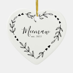 Meemaw Year Est. Christmas Ceramic Ornament