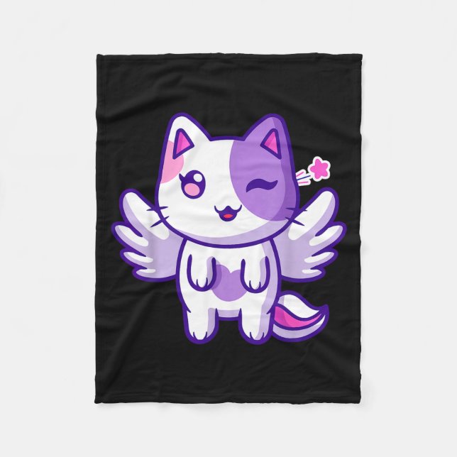 Meemeow Cute Cat Plu-shirt  Fleece Blanket (Front)