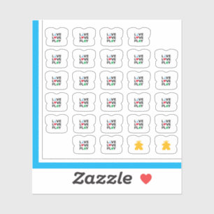 Meeple Tee Stickers - Live, Love, Play