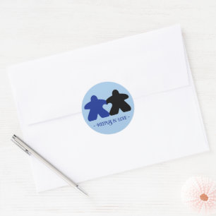 Meeples en amour, autocollants bleus et noirs