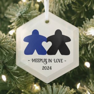 Meeples en amour, Ornement en verre bleu et noir