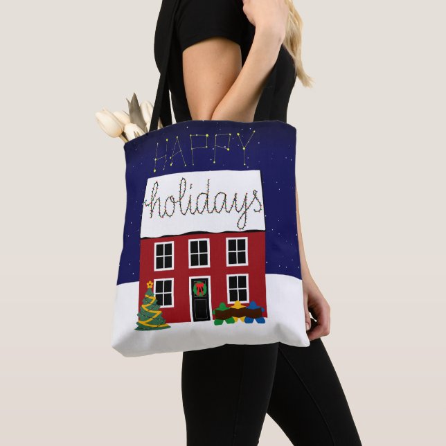 Meeples Home for the Holidays Tote Bag (Close Up)