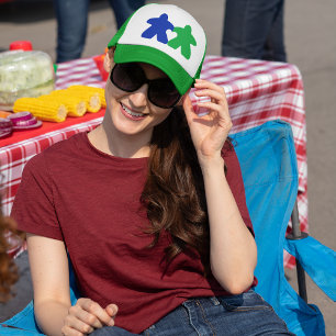 Meeples in Love, Blue & Green Trucker Hat