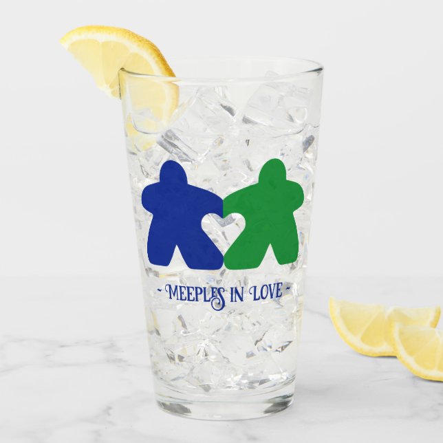 Meeples in Love, Blue & Green Tumbler (Front Ice)