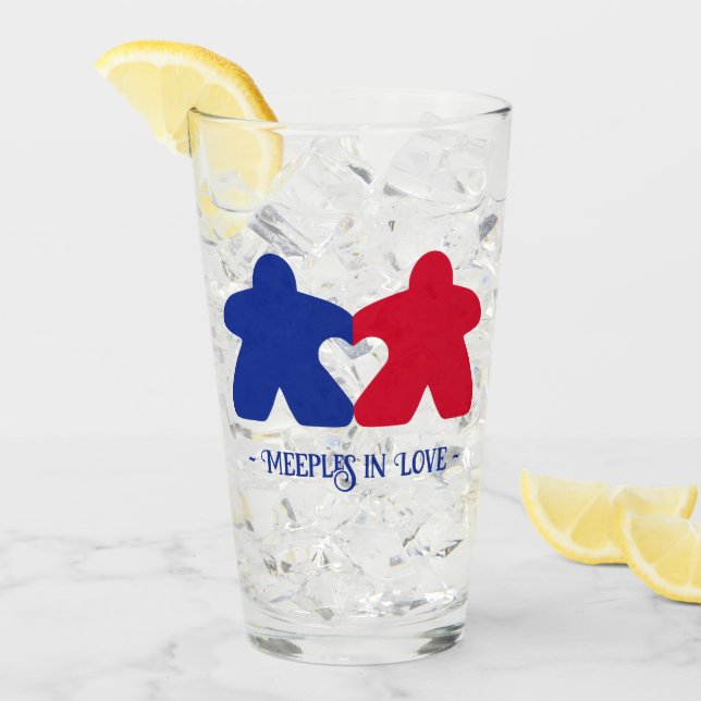 Meeples in Love, Blue & Red Tumbler (Front Ice)