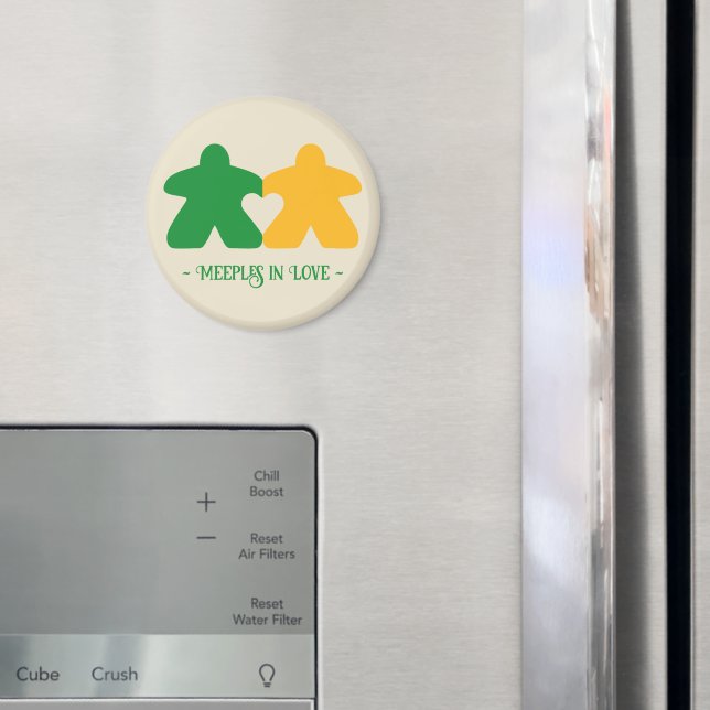 Meeples in Love, Green & Yellow Magnet (In Situ (Fridge))