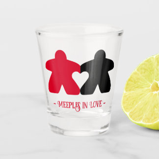 Meeples in Love, Red & Black Shot Glass