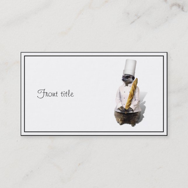 Meercat Chef  With Baguette Business Card (Front)