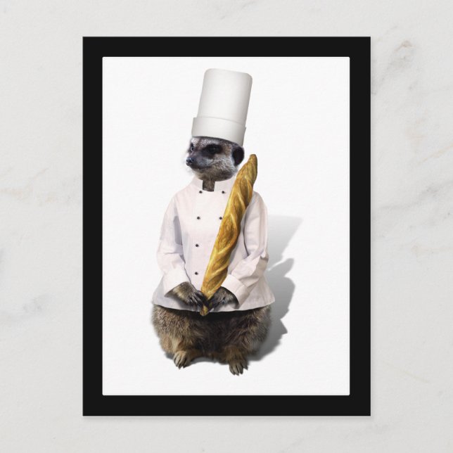 Meercat Chef  With Baguette Postcard (Front)